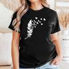 Women's Feather Butterfly Loose Round Neck Short Sleeved T-shirt