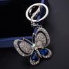Shiny Rhinestone Hollowed Butterfly Pendant Keychain Keys Organizer Ring Decor