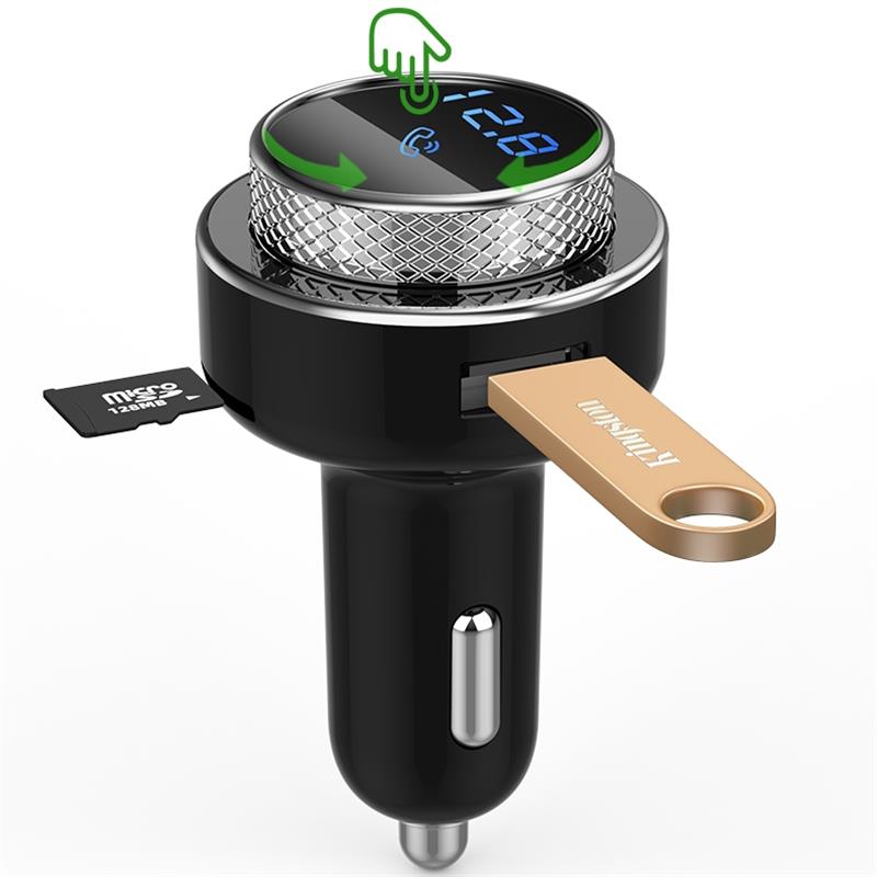 VAORLO Автомобильное зарядное устройство Bluetooth QC3.0 Зарядное устройство с двумя USB-портами Быстрая зарядка с FM-передатчиком MP3-плеер TF-карта Автомобильный комплект Автомобильное зарядное устройство для телефона