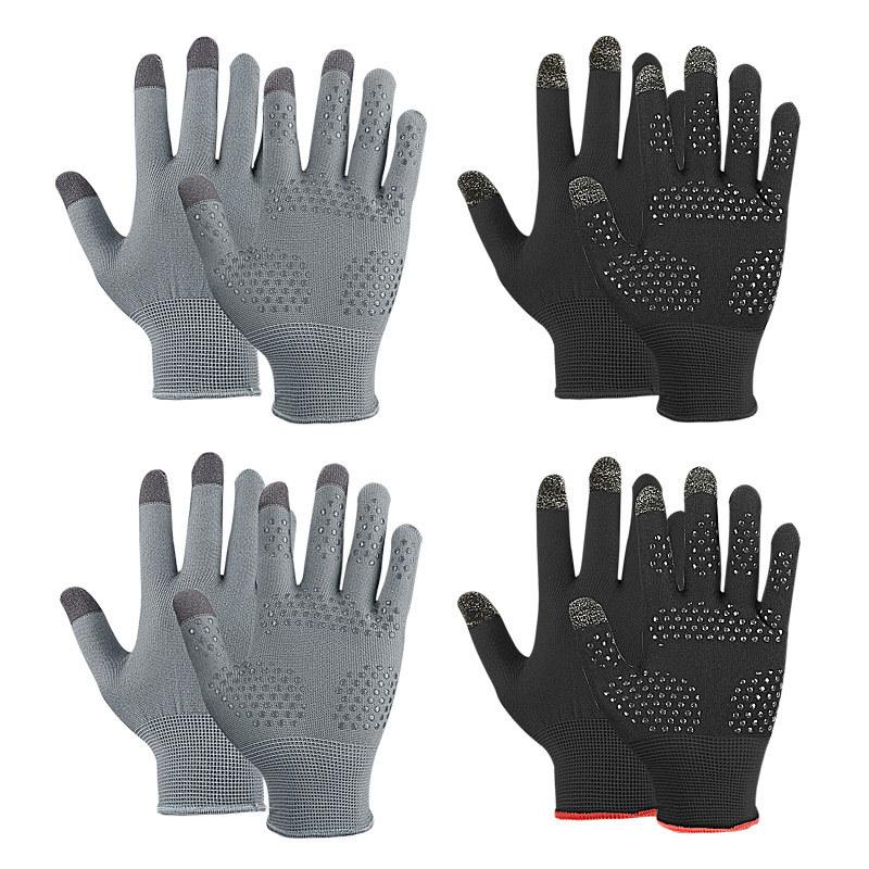 Весенне-осенние тонкие уличные спортивные перчатки для езды с силиконовой нескользящей ладонью, с тремя пальцами для сенсорного экрана, из дышащего нейлона