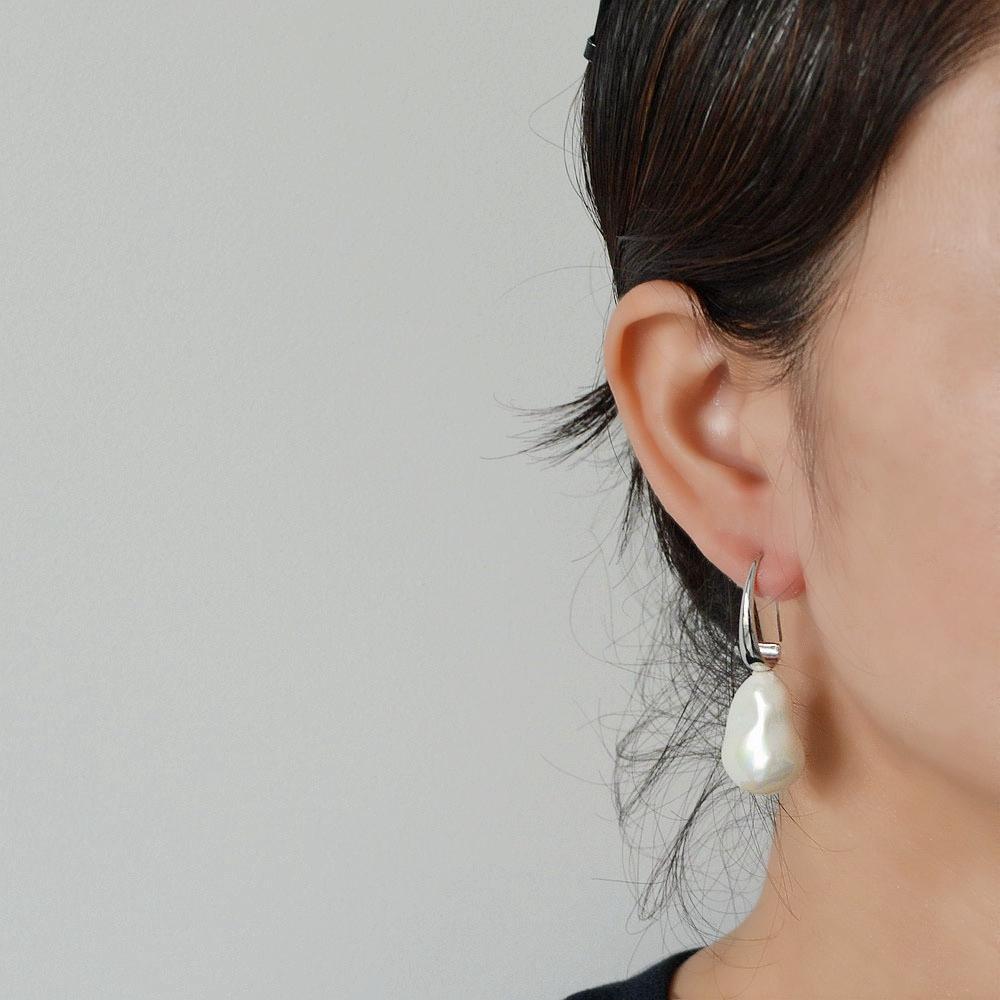 Большие жемчужные серьги для женщин, серебряные серьги в форме ракушки с имитацией жемчуга в форме барокко, серьги в стиле бохо для женщин