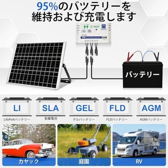 ECO-WORTHY Монокристаллическая солнечная панель 25 Вт 12 В + Контроллер заряда SAE Регулируемый монтажный кронштейн Кабель PWM Коэффициент преобразования заряда 21.5 Ультра