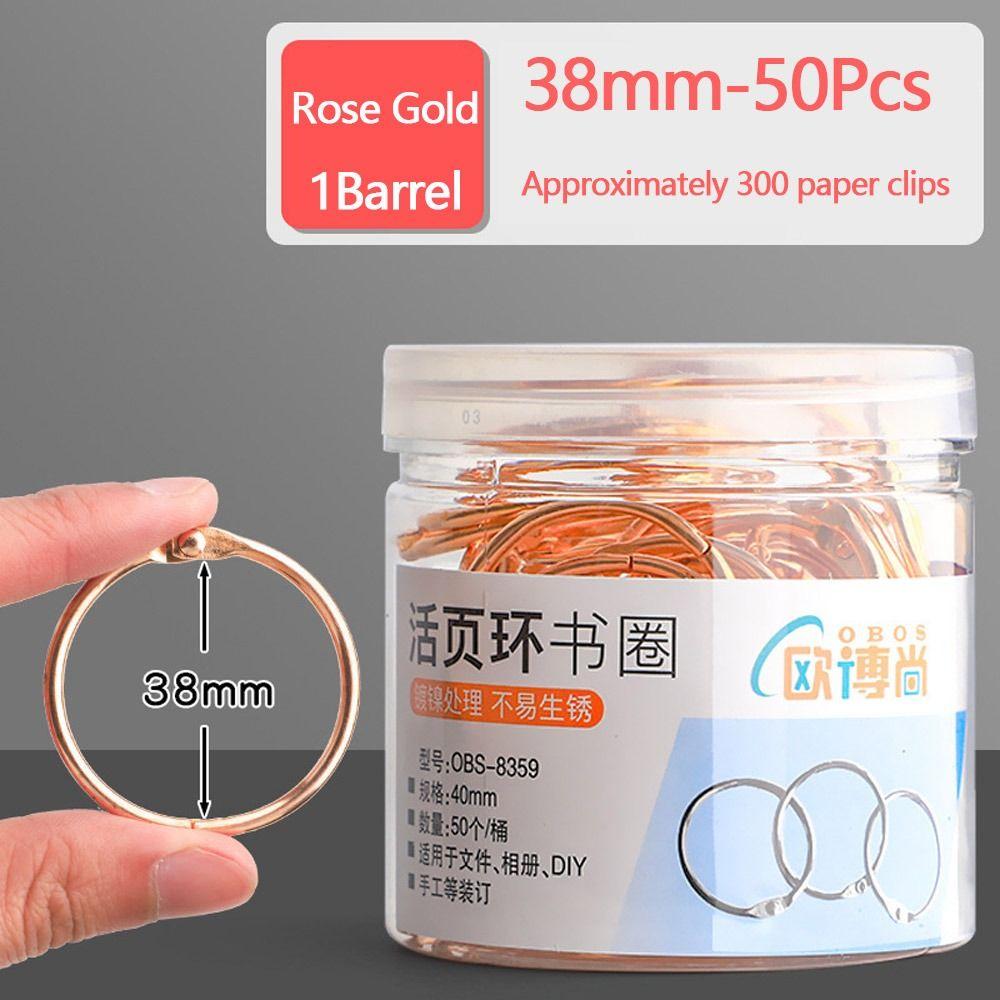 Multifunctional Metal Binder Ring Silver/Rose Gold 20/30/40/50mm Loose-leaf Ring Clip Office Supplies Binding Clip Cards