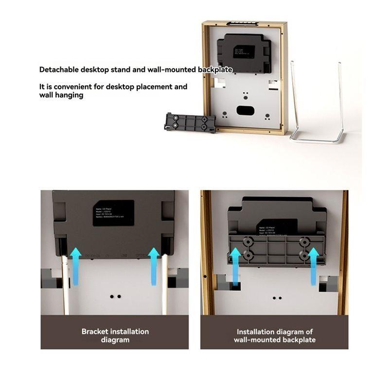 Tech Music Frame CD Player-Dynamic Art Display With Wall-Mounted Bluetooth Speaker, LED Lighting, And Built-In Sound System