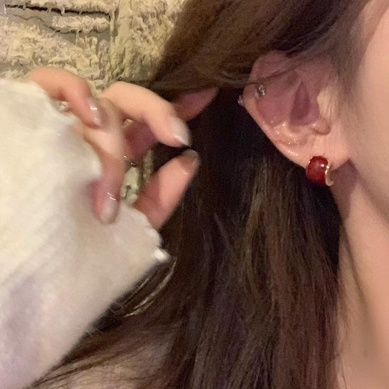 Серьги в стиле ретро с капающим маслом и геометрическим узором, женские, легкие, роскошные, высокого класса, небольшие, осенние и зимние серьги