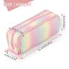 Large Capacity 3-Compartment Pencil Case, Rainbow Pen Pouch for School, Teens, Girls, Boys, Men, Women