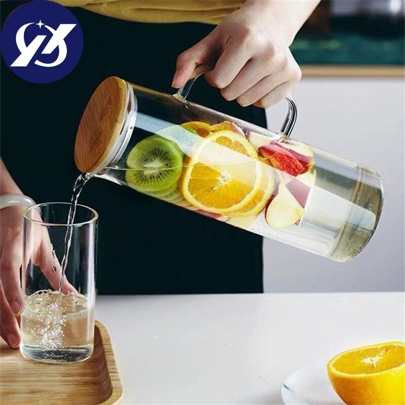 Скандинавская креативная прозрачная стеклянная бутылка для воды, кувшин для сока, емкость, нагреваемый чайник, термостойкий герметичный графин