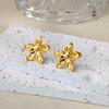 Early Autumn New Retro Stainless Steel Flower Earrings Wind High-end Light Luxury Medieval Earrings