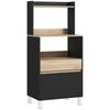 Microwave furniture, kitchen buffet with cupboard, drawer, top shelf, 60 x 40 x 131 cm, oak and black