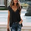 Women's Fashion Elegant V-neck Lace Printed Short Sleeve Casual Loose Cool Top
