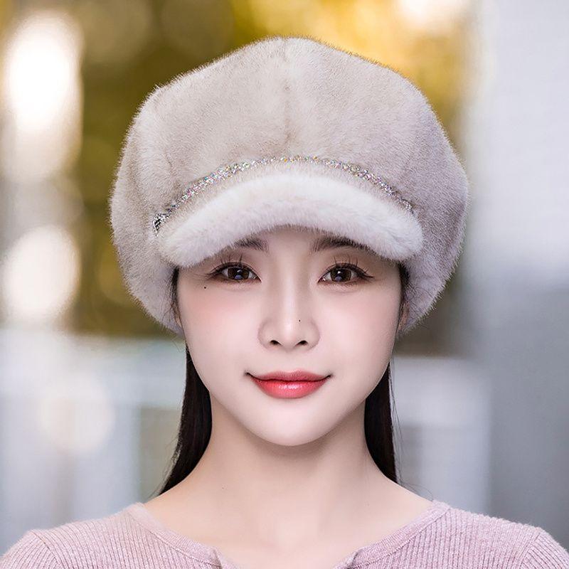 Шапка женская зимняя имитация норки мех шапка бере модная теплая протектор ушей восьмиугольная шапка