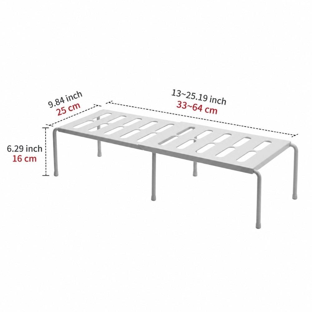 15.94-26.77inch Stackable Shelf White/Gray Kitchen Storage Rack Sturdy Narrow Shelf For Bathroom