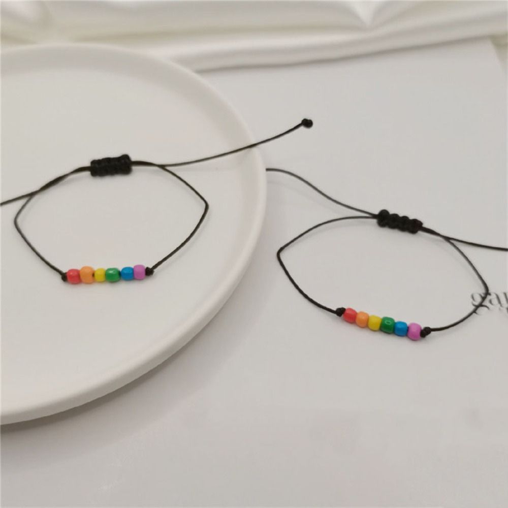 2Pcs Boho Charm Rainbow Heart Bracelet Adjustable Friendship Braided Bracelet Friends