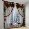 2-Panel Semi Blackout Curtains With Christmas Pendant Design - Soft, Light-Filtering Drapes for Privacy In Bedroom, Living Room