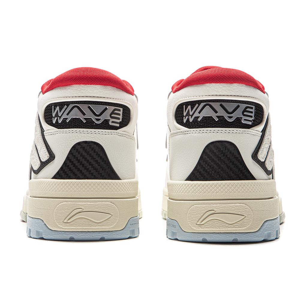 Li Ning Wave MID Abrasion Resistant, Lightweight, Balanced Mid top Skateboard Shoes Unisex White Gray AGCV265-1