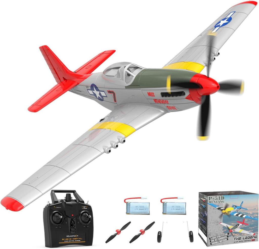Радиоуправляемый самолет P51D Mustang RTF для начинающих, 2,4 ГГц 4-канальный самолет с дистанционным управлением, простой в управлении, с гироскопической стабилизацией, игрушка для хобби на открытом воздухе для детей и взрослых