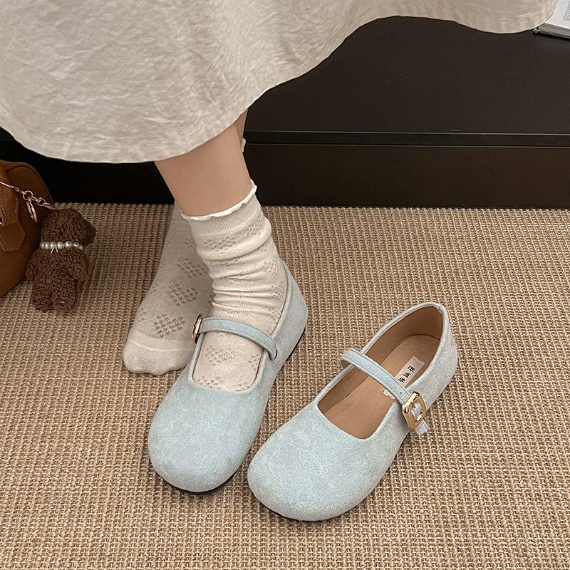 Lightweight and Breathable Retro French Flat-soled Single Shoes Women's 2025 New Spring Versatile One-pedal Mary Jane Single Shoes