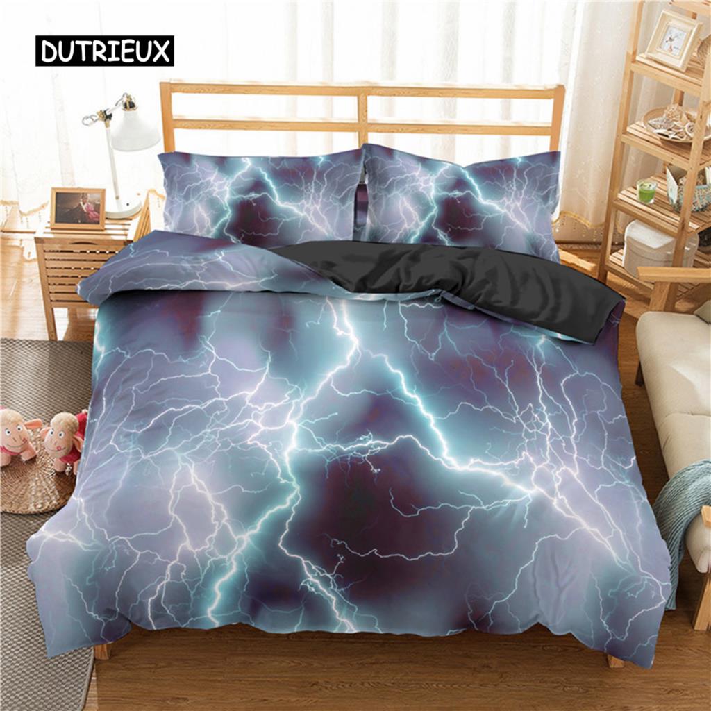 Комплект постельного белья Lightning Natural Phenomenon, комплект постельного белья из 3 предметов для детей и мальчиков, мягкий полиэстеровый пододеяльник