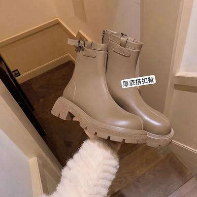 Коровья кожа~ Мама Виноград та же Мартинсы женские платформа британский стиль короткие ботинки тонкие ботинки челси весенне-осенние одинарные ботинки