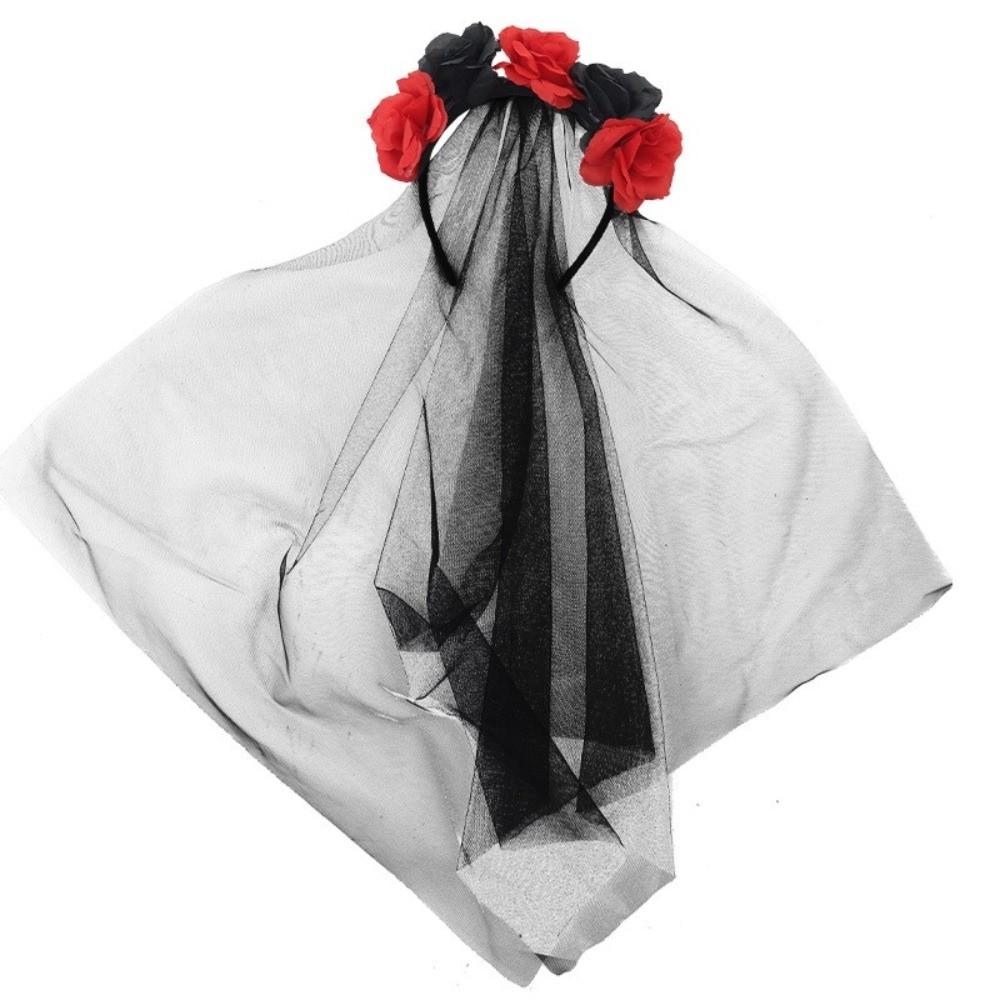 Готическая роза, череп, повязка для волос, черная, косплей, головной убор, Хэллоуин, ободок, костюм для маскарада