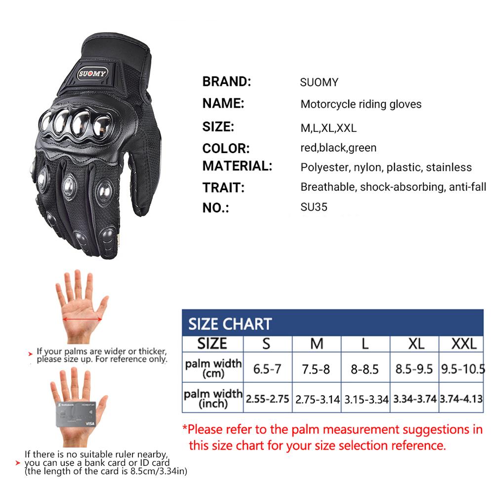 SUOMY Gloves Full Finger Breathable Summer Gloves Drop-proof Wear-resistant Motorcycle Gloves Stainless Metal Protective Shell