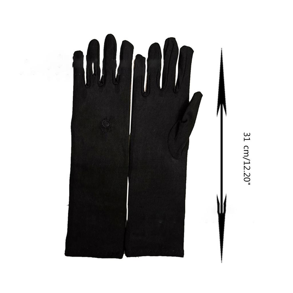 Muslim Arab Black Gloves for Women Sunproof Arm Cover Embroidery Long Arm Sleeves Full Finger Arabian Hijab Hand Gloves