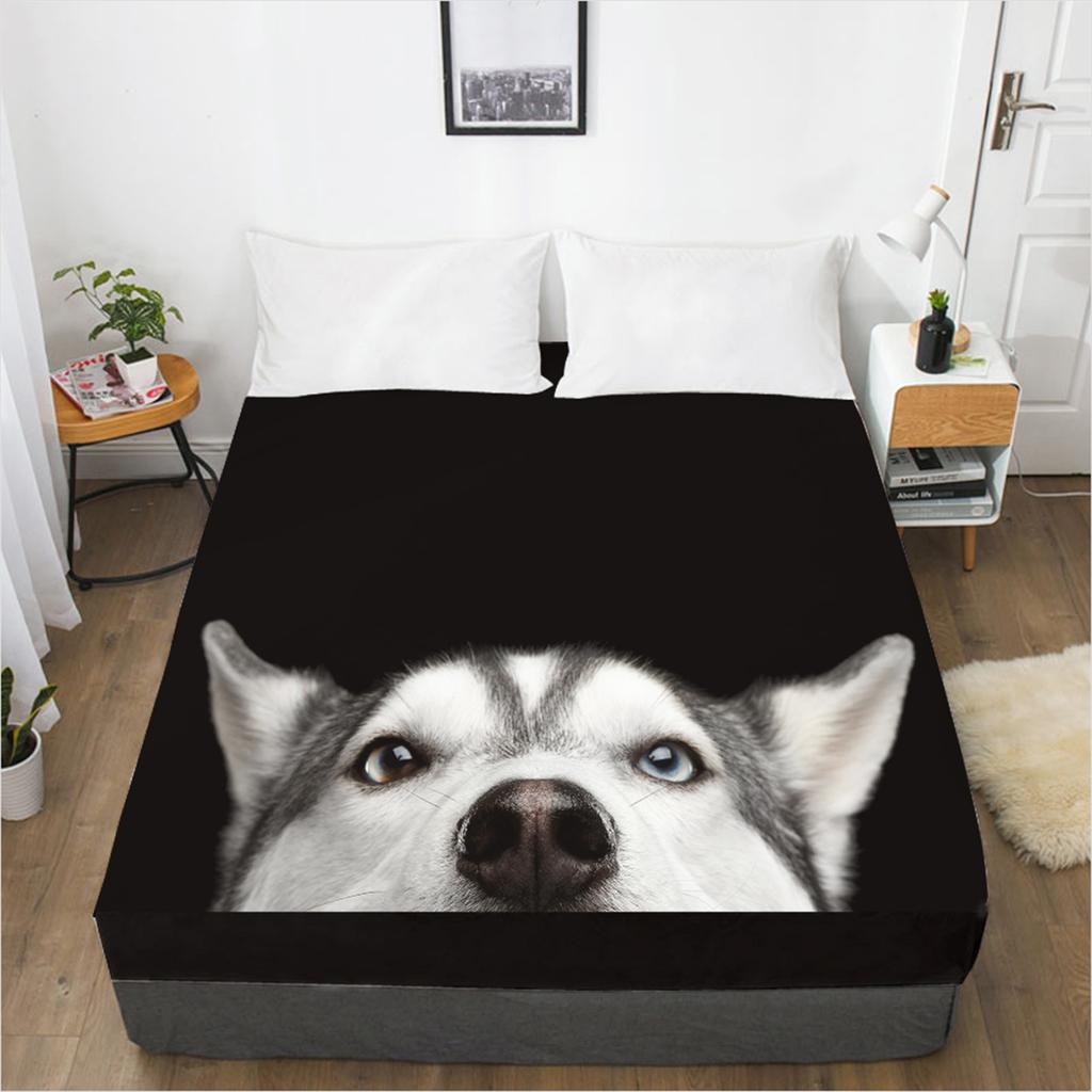 Домашний текстиль Собака Кошка 3D Печать Узор Простыня Чехол для матраса Простыня с эластичной резинкой Постельное белье