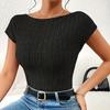 Летняя женская футболка с коротким рукавом, сексуальный тонкий короткий топ с открытой спиной, модный простой однотонный полосатый пуловер с круглым вырезом, топ