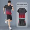 Мужской комплект спортивной одежды Ice Silk Quick-Dry: Футболка с коротким рукавом и шорты для бега для летнего фитнеса и баскетбола.