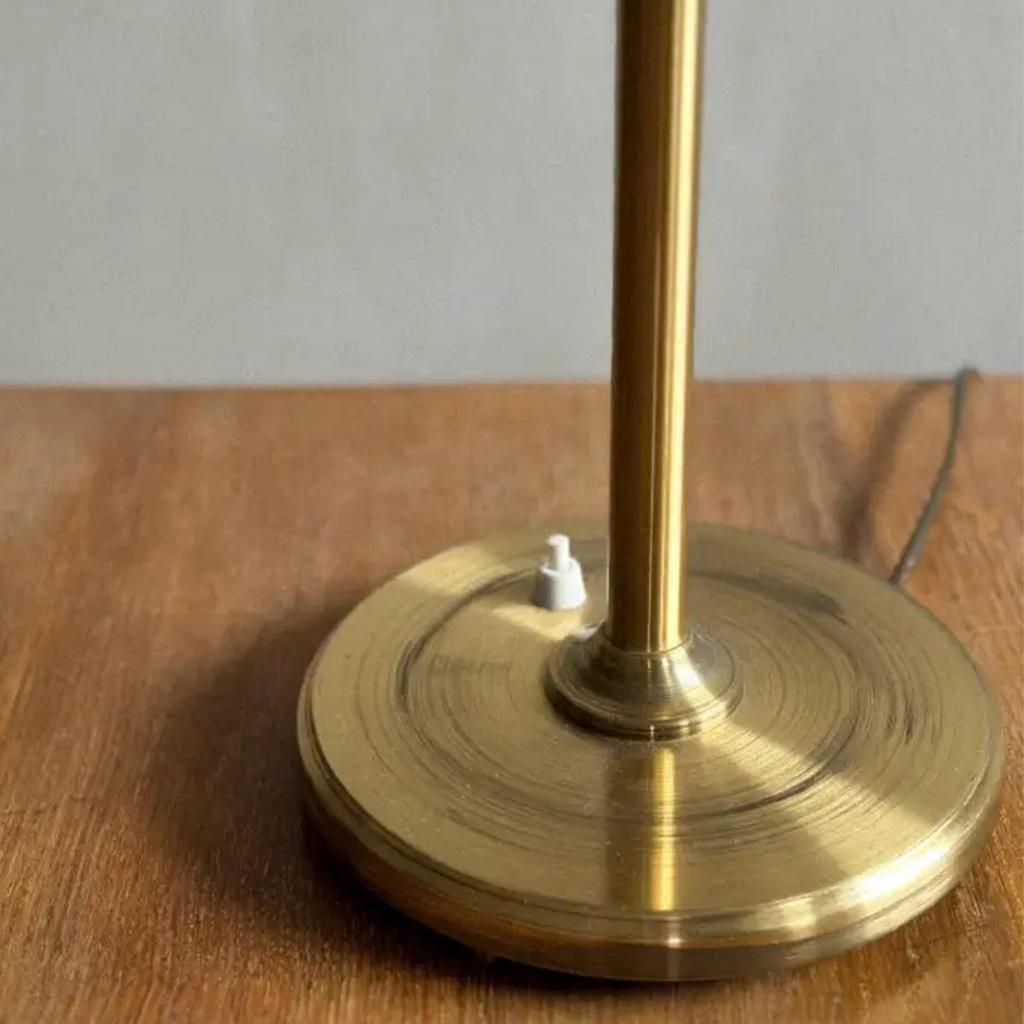 Vintage Mid Century Scandinavian Brass Table Lamp with Perforated Shade | 1950s Nordic Modern Desk Lamp | Retro Accent Lighting Deco