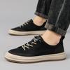 2024 Новые модные брендовые мужские однотонные кроссовки на шнуровке для отдыха на открытом воздухе, удобные повседневные туфли на плоской подошве, мужские черные кроссовки для скейтбординга