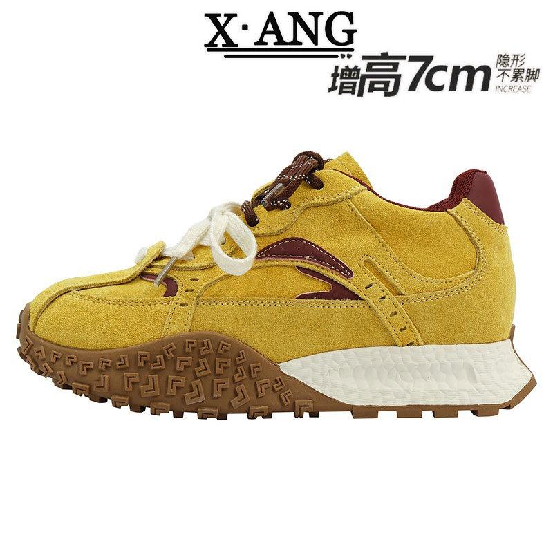 7Cm Height Increase Small Women's Shoes 2025 Spring New Leather Retro Platform Training Shoes Casual Forrest Gump Shoes
