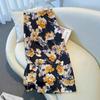 2025 Women's High-Waisted Satin Floral Midi Skirt - Summer A-Line Pencil Design