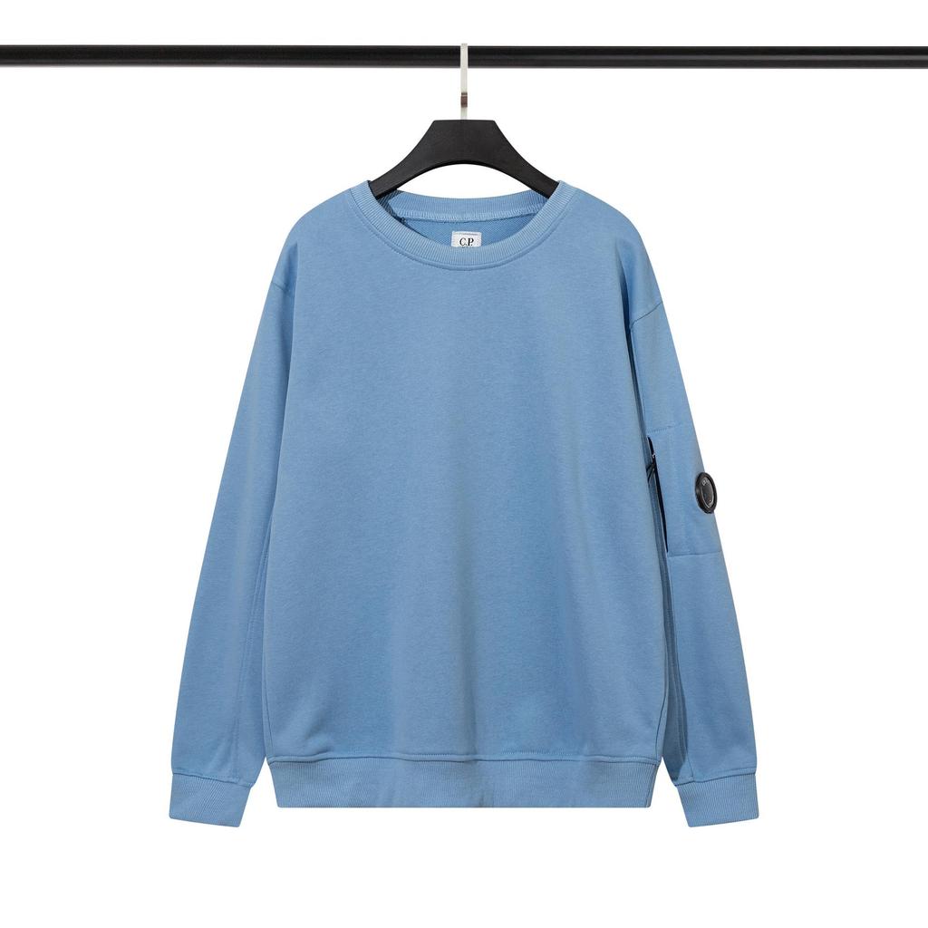 Модная унисекс толстовка CP с круглым вырезом и дизайном-линзой - Осенне-зимняя, однотонная, на молнии с карманом.