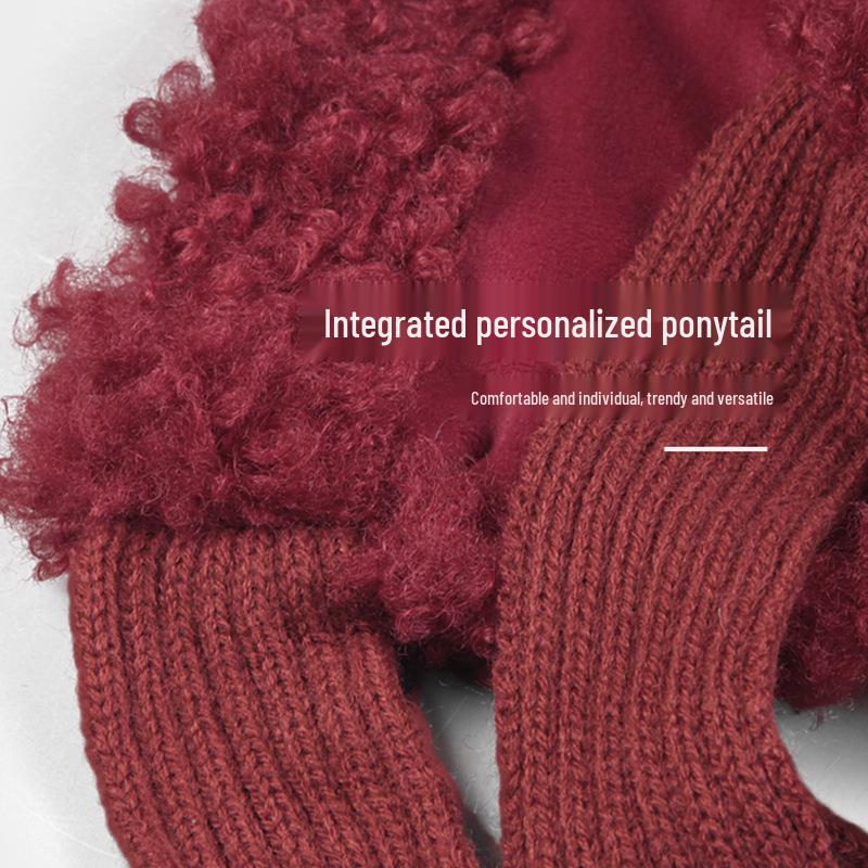 Ancola Красная Шапочка Женские Теплые Бордовые Плюшевые Велосипедные Наушники Шляпа Ведьмы