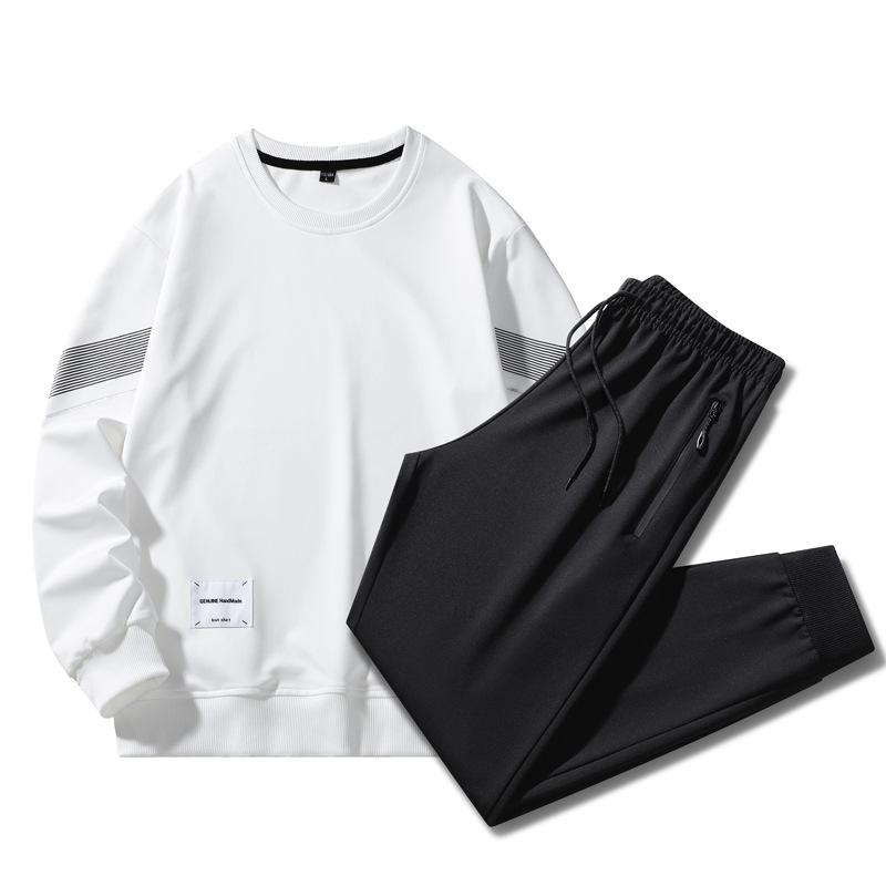 Men's Casual Sports Hoodie Set, Youth Sports Loose Round Neck Hoodie Two-piece Set