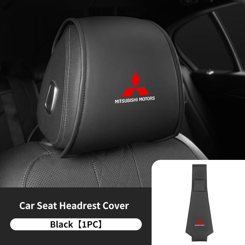 cxytvd1 For Mitsubishi 1/2PCS Leather Car Seat Headrest Protective Cover Interior Accessories Outlander Lancer Eclipse Mirage Xpander
