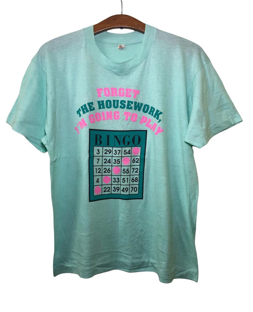 Vintage 80s Bingo Games T Shirt Large Size