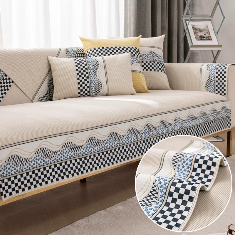 Полный пакет, скандинавский домашний эстетический коврик для дивана, универсальный противоскользящий чехол для дивана Four Seasons, простая и высококачественная подушка для сиденья, тканевый чехол на спинку