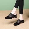Women's Mules Slippers and Ladies Sandals Black Shoes Rhenstone Pointed Toe Slides Korea Style Comfortable Elegan Waterproof 39