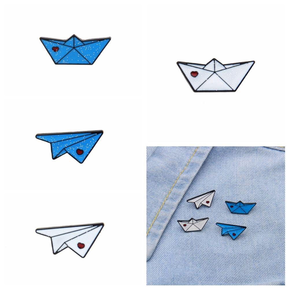 Boat Paper Plane Enamel Pins Dripping Oil Creative Childhood