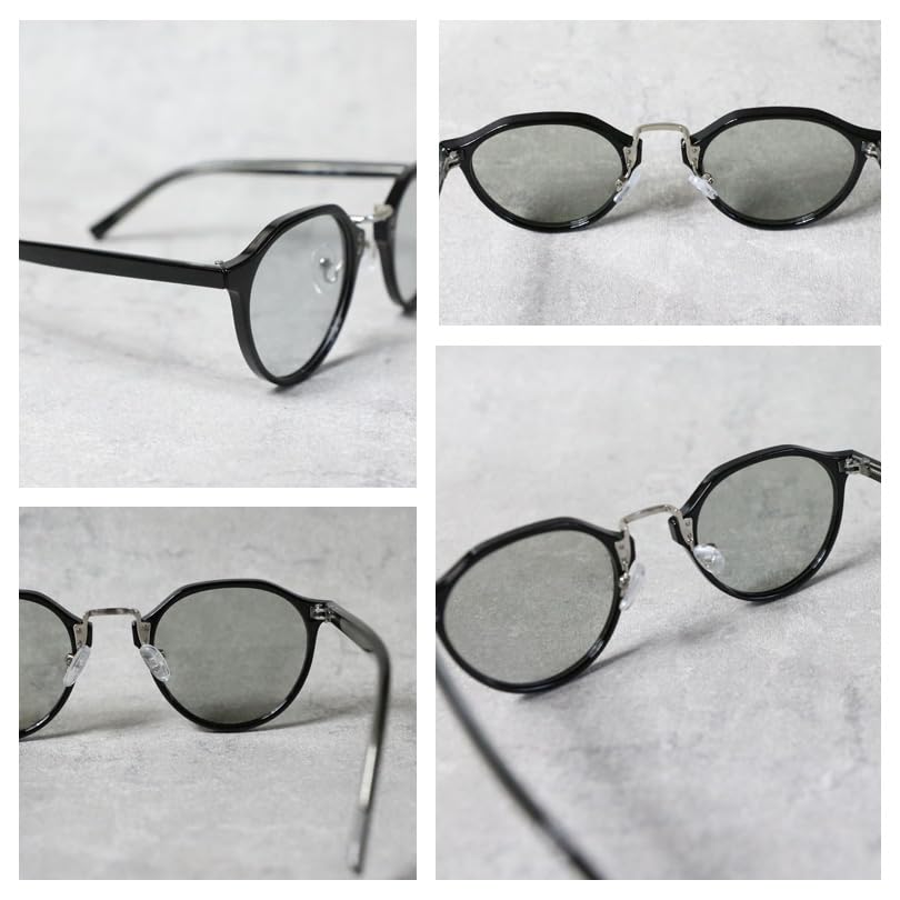 Солнцезащитные очки Crown Panto для мужчин и моды поставляются с зелеными F (Восемь) Женские, Фотохромные, Поляризационные, Очки, Футляр, Черный/Светлый