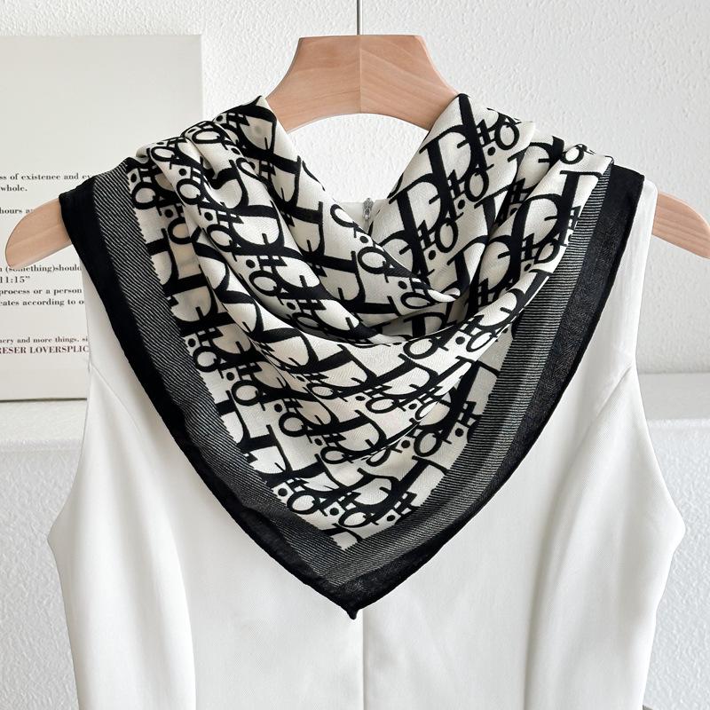 Women's French Red Cotton Silk Blend Scarf – 70CM Neck and Headscarf, Spring/Autumn Fashion Accessory