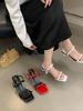 Fashion Fashion Women Sandals Narrow Band Patent Leather Summer Dress Shoes Thin High Heels Ankle Strap Party Slides Mules Shoes Size 39