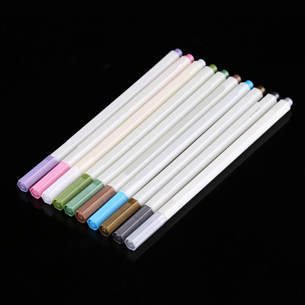 New 10Pcs Album Photo Metallic Color Marker Pens Colorful Ink DIY Scrapbook Card Making