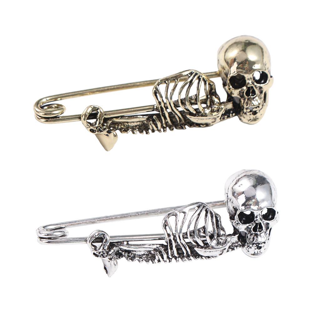 Creative Halloween Skeleton Brooch Vintage Gothic Skull Badge Lapel Pin Retro Skull Pin Women