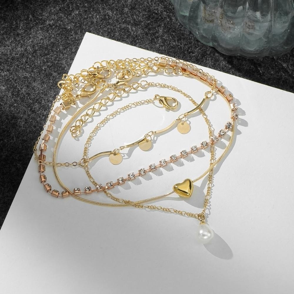 Набор из 4 предметов модных аксессуаров, летние пляжные босоножки, сандалии для женщин, браслет на щиколотке