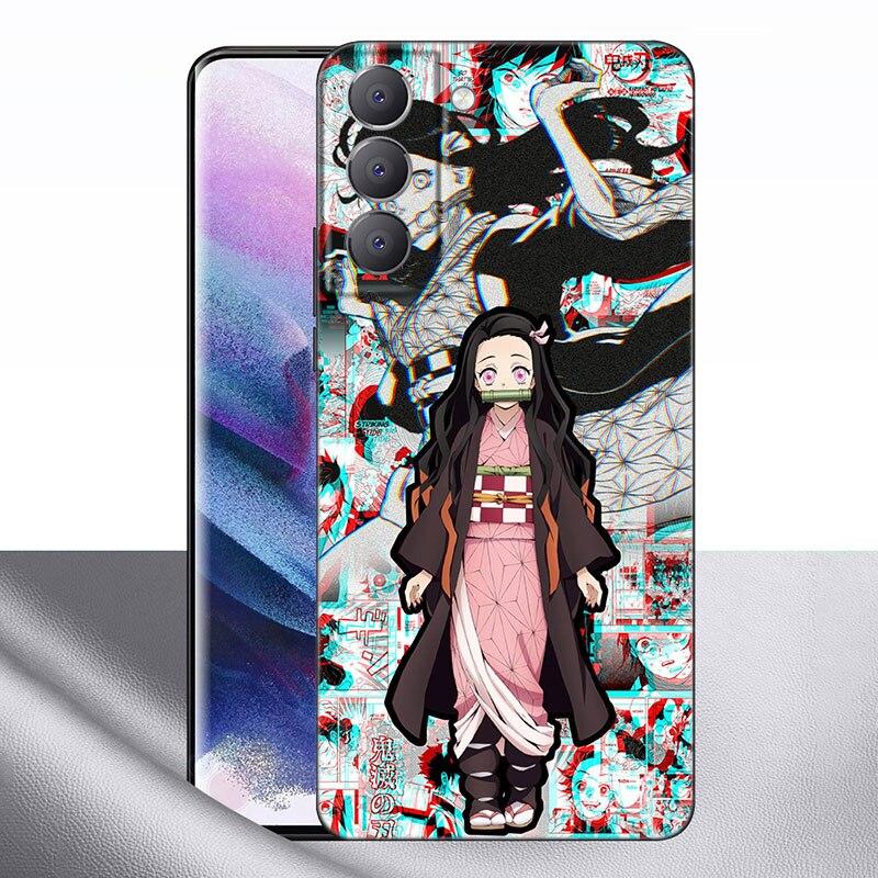 Чехол для телефона Demon Slayer Nezuko с аниме для Samsung Galaxy S22 Pro S21 S20 FE Ultra S10 Lite S10 S10E S9 S8 Plus, мягкий черный чехол