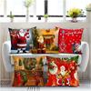 Decorative Printed Merry Christmas Theme Cushion Cover Xmas Decorations for Sofa Living Room Set of 5 12 X 12 Inch Multi