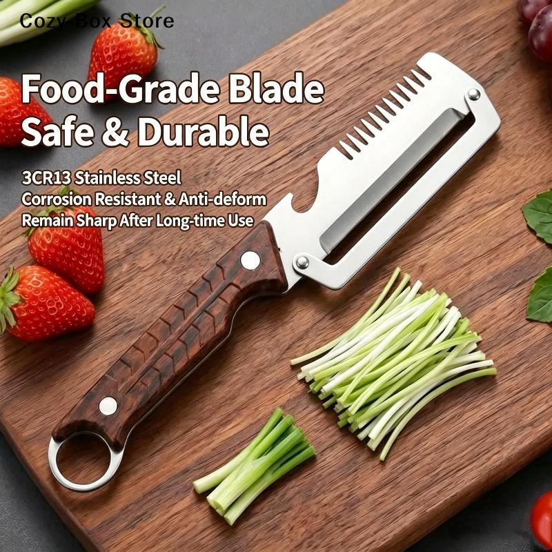 [ZY]Multifunctional Onion Slicer Sharp Rustproof Stainless Steel Blade For Kitchen Shredding Peeling Bottle Opening[ZY] 1